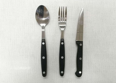 Xử lý bằng nhựa Thép không gỉ Flatware bộ 3 mảnh Knife Fork và Spoon Chiều dài 20cm