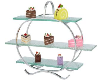 3 - Layer Glass Cake Hiển thị Stand với Platters Trang trí cho tiệc Phục vụ Buffet