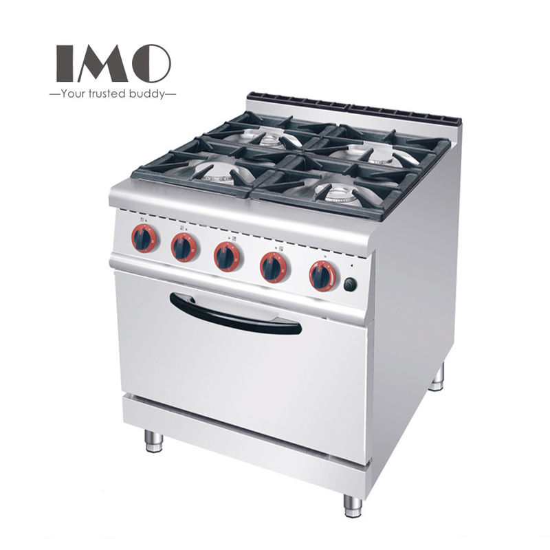 Commercial Kitchen Equipment 4 Burner Gas Stove Stainless Steel With Oven