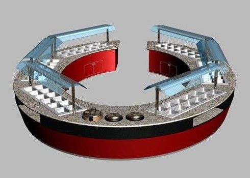 Thiết bị buffet thương mại Kết hợp hình dạng hình bầu dục & tròn Bàn buffet nhà hàng